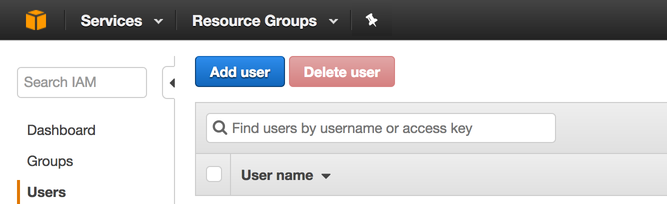 Add permission to user Group AWS. Username. Key Group.